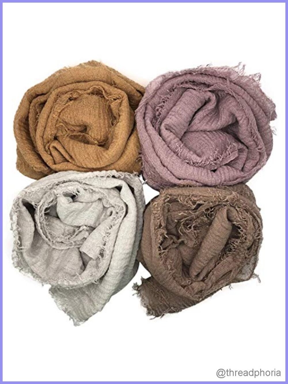 4 Pack Cotton Hemp Shawl Wrap Long Scarf Lightweight